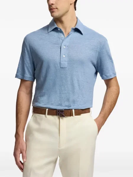 Λινό polo Ralph Lauren Purple Label μπλε