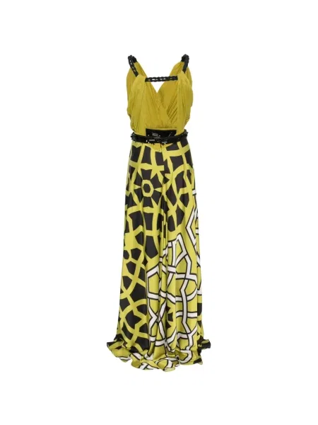 Rochie maxi Maestri cu imprimeu geometric verde