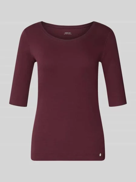 T-shirt z okrągłym dekoltem i detalem z logo Marc Cain