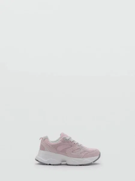 Dwukolorowe buty sportowe na sznurówki pastelowy róż Dzieci 33 MANGO KIDS