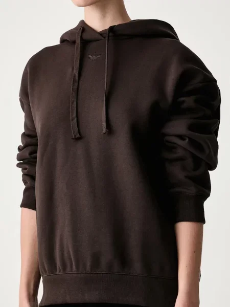 Суичър с качулка Adidas Originals с качулка кафяво