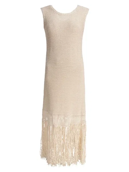 Rochie Sandbeige cu franjuri tricotate de costum