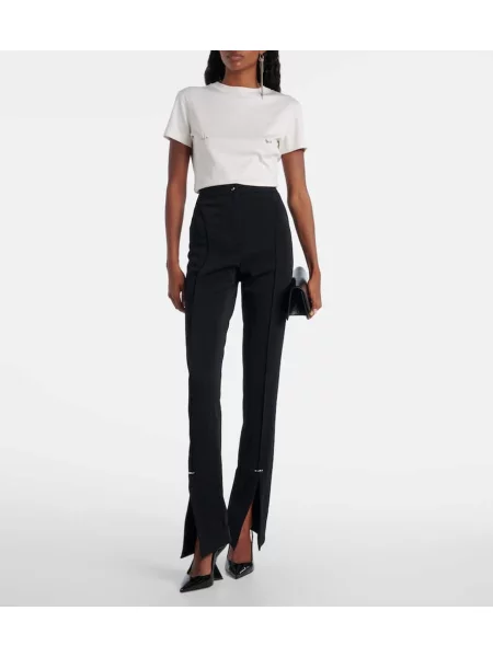 Tricou Mugler din jerseu alb