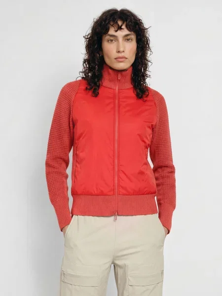 Jeanne Baret Pletený Svetr Vinter Z Kombinace Materiálů tmavě červená