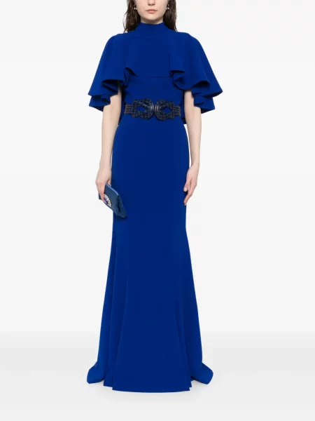 Rochie maxi Saiid Kobeisy din crep lungă de costum albastru
