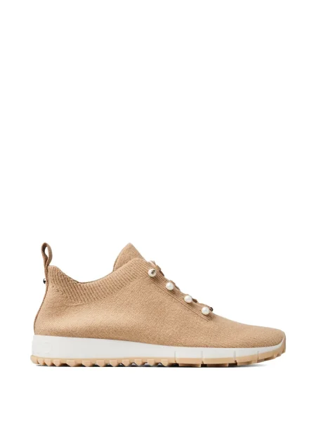 Sneakerși Jimmy Choo cu șireturi cu perle din dantelă