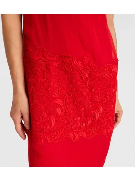 Rochie midi Ferragamo de mătase drapată până la genunchi roșu