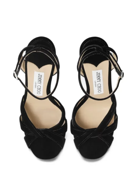 Sandale Jimmy Choo de catifea cu platformă negru