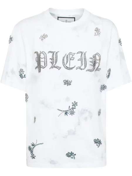Tricou Philipp Plein cu model floral alb