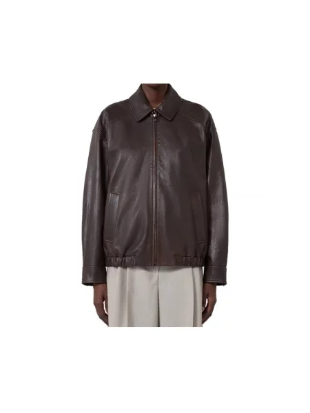 Kurtka skórzana Weekend Max Mara brązowa