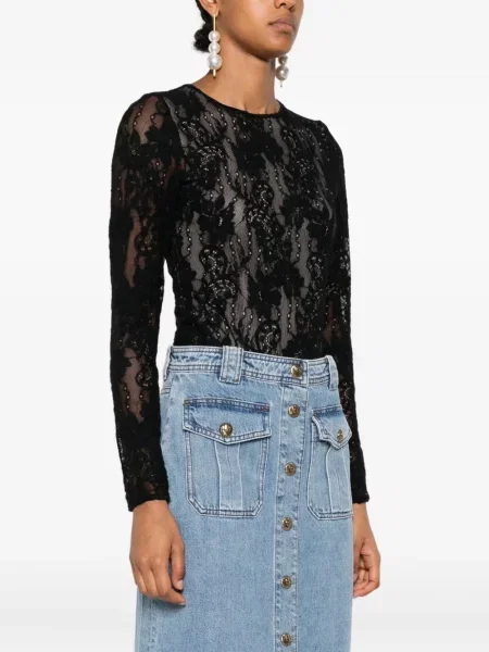 Body Zimmermann cu model floral din dantelă negru