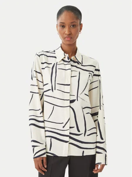 TOMMY HILFIGER Bluză negru / alb natural bej