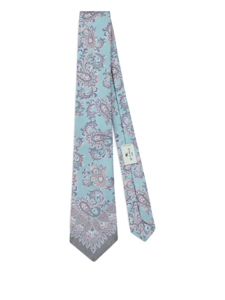 Cravată Etro cu model floral din jacard albastru