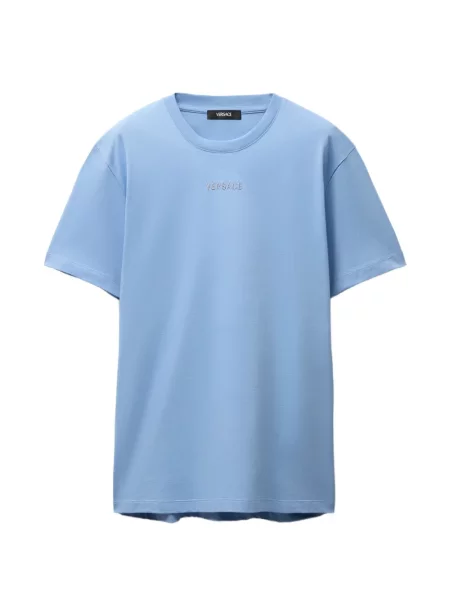Tricou Versace cu broderie din jerseu albastru