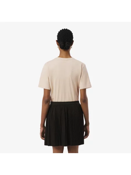 Lacoste T-Shirt O Luźnym Kroju Z Miękkiej Bawełny Z Dekoltem W Serek beżowa
