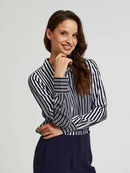 Cămașă Marisse cu dungi negru