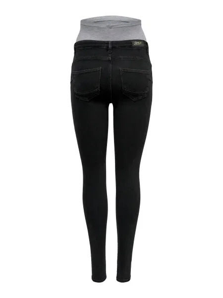 Only Maternity Džínsy OLMPower svetlosivá / denim čierny