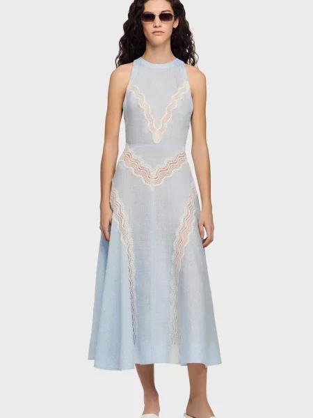 Лляна сукня Sandro блакитна