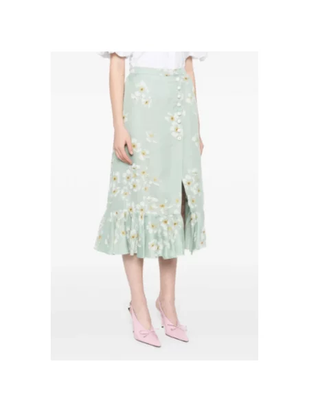 Lniana spódnica midi Valentino zielona