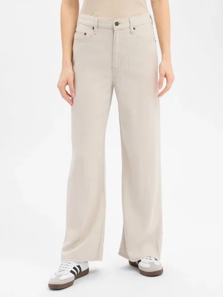 Levi's Dżinsy Szeroka nogawka w prążki Kobiety marmurkowy beżowy