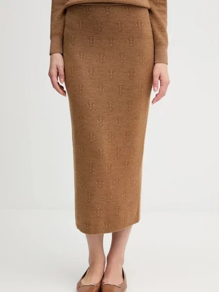 Gant fustă de lână midi creion maro