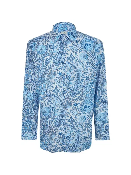 Cămașă Etro cu imagine cu model paisley albastru