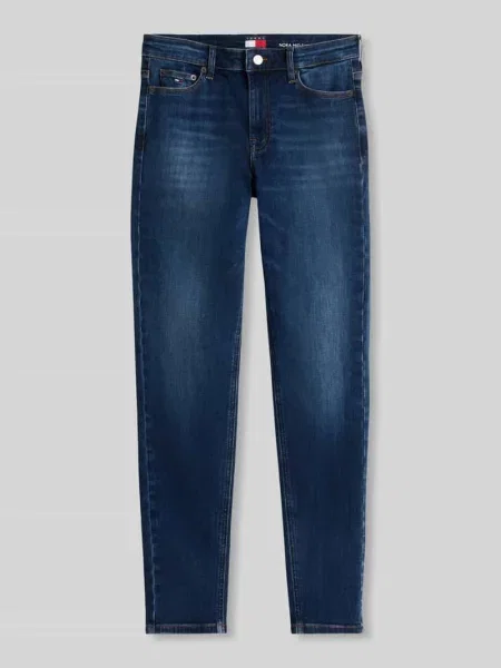 Jeansy skinny o średnim stanie z detal z logo Tommy Jeans granatowe