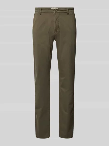 Spodnie materiałowe z francuskimi wpuszczanymi Casual Friday oliwkowe