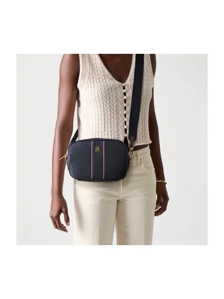 Tommy Hilfiger Geantă poștaș POPETTE cu adaos de piele albastru