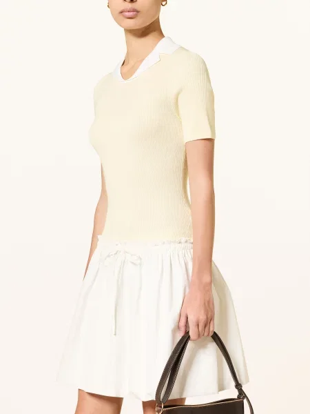 Claudie Pierlot Sukienka Z Mieszanki Materiałów I Falbanami gelb biała