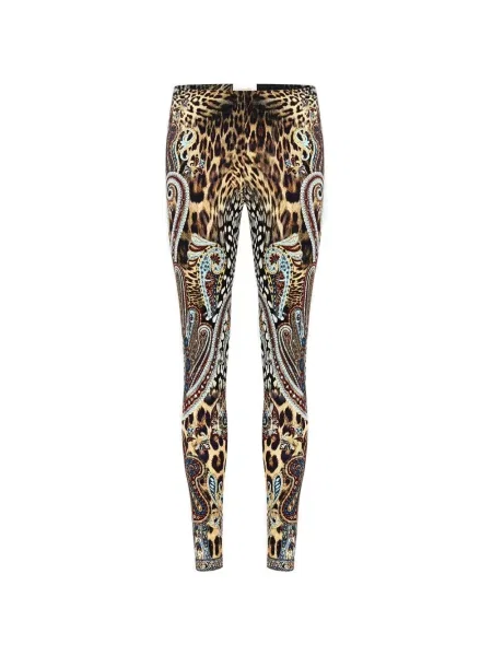 Legginsy Camilla z nadrukiem brązowe