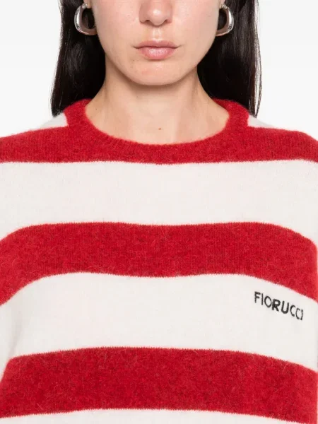 Pulover Fiorucci cu dungi cu decolteu rotund roșu