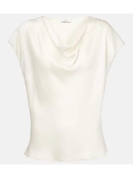 Satynowy top Vince drapowany biały