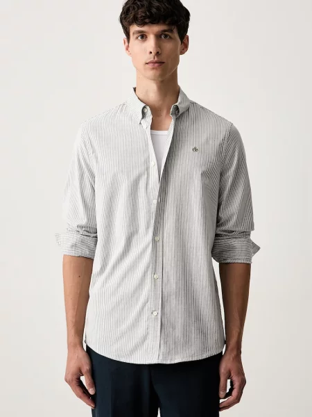 Scotch & Soda πουκάμισο ανδρικό με ελαστάν λευκό