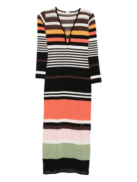 Sukienka midi Cala De La Cruz do kolan garniturowa brązowa