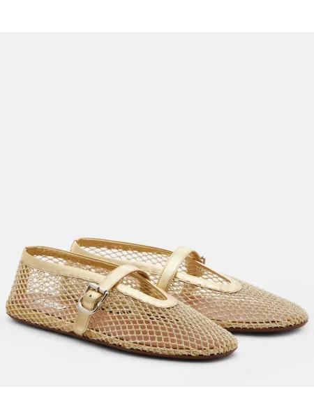 Usnjene ribja mreža balerinke Alaia zlata