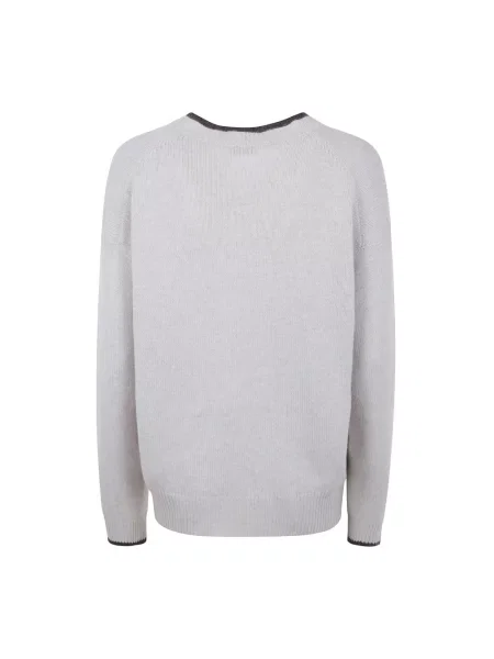 Sweter Brunello Cucinelli z dekoltem w serek szary
