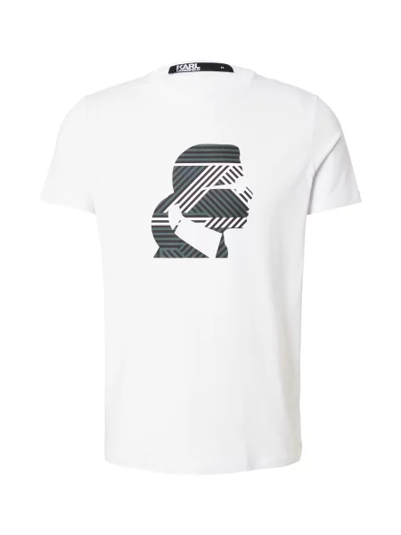 Karl Lagerfeld Tricou gri bazalt / negru alb