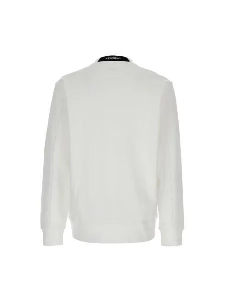 Lniana bluza polarowa C.p. Company z dekoltem w kształcie litery U casual biała