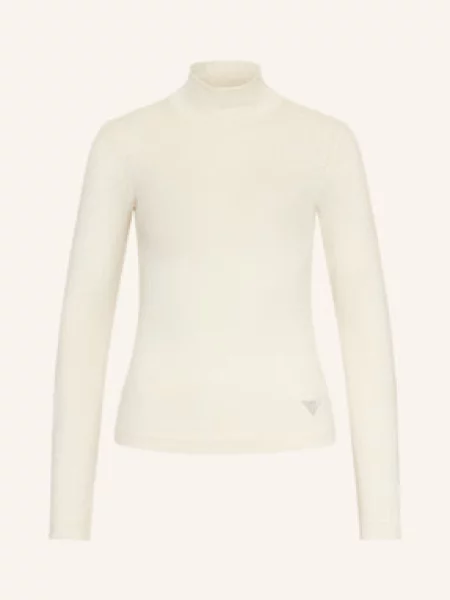 Lekki sweter Guess z długim rękawem ze stójką beżowy