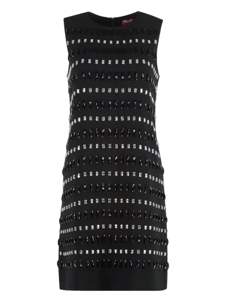 Mała sukienka mini Max Mara z kryształkami garniturowa czarna