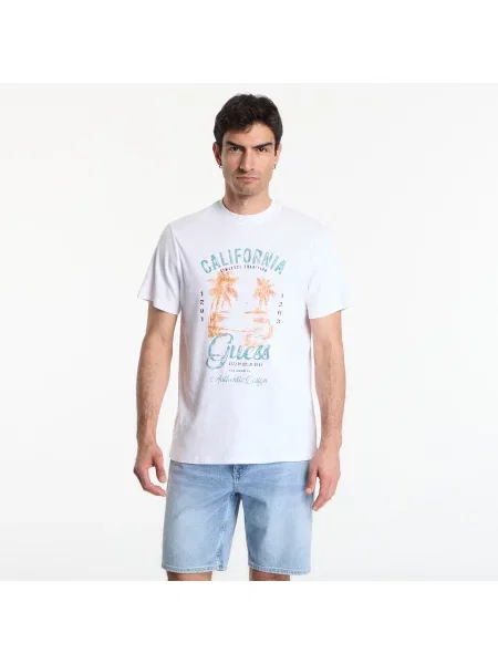 Tričko GUESS Cn Ss Summer Slub Tee Pure White M bílé