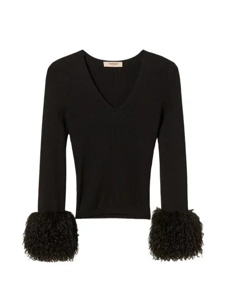 Blană artificială pulover Twinset negru
