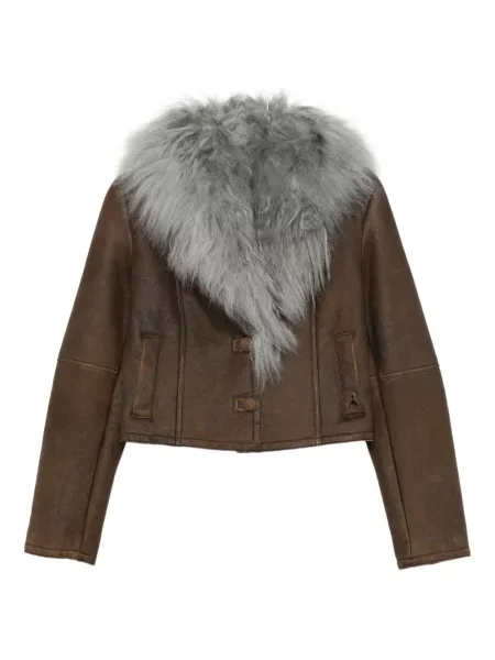 Kołnierzykowy baranica kurtka Patrizia Pepe brązowa