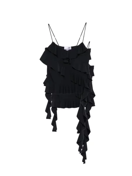Top Love Moschino cu volane cu bretele negru