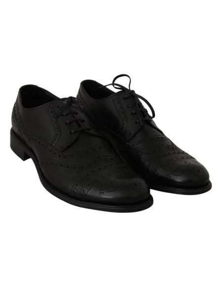 Derby Dolce And Gabbana skórzany elegancki czarny