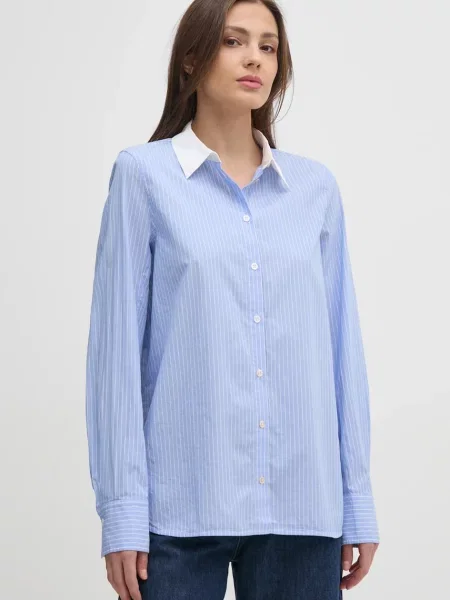 Mos Mosh camasa din femei cu guler clasic regular albastru