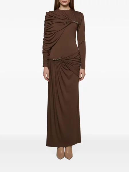 Lung rochie maxi Chats By C.dam drapată maro