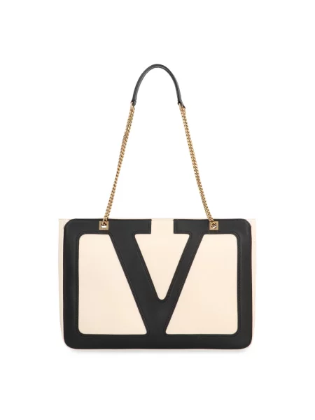 Torebka skórzana Valentino Garavani elegancka skórzana beżowa