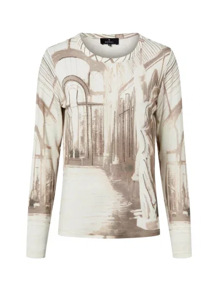 Monari koszulka z długim rękawem Kobiety biały|brązowy nadruk 36 biały